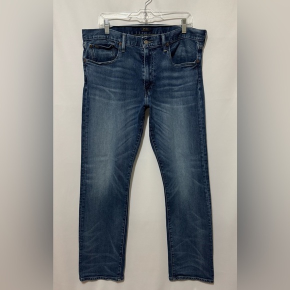 Polo Ralph Lauren Classic Fit Mens Jeans Straight Blue Whiskered 35x32 - Picture 13 of 14